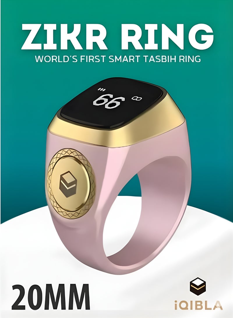 iQIBLA Smart Zikr Ring Lite 20MM Digital Tasbih Counter & Prayer Time Reminder | Waterproof Islamic Wearable Technology | Muslim Dhikr Tracker | Qibla & Salat Alerts | Portable Smart Tasbeeh | Ramadan & Eid Islamic Gift for Men & Women | Pink and Gold - Image 1